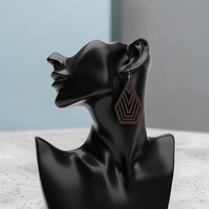 Squared Droplet ▪︎ Wood Enriched Laser Cut Earringz